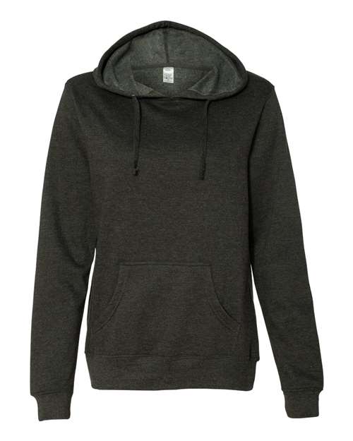 Independent Trading Co. Women's Junior Fit Heavenly Fleece Lightweight Hooded Sweatshirt in Charcoal Heather