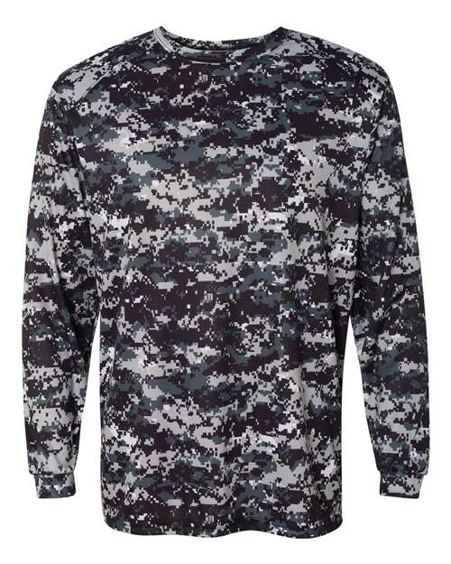 Badger Men's Digital Camo Long Sleeve T-Shirt in Black Digital