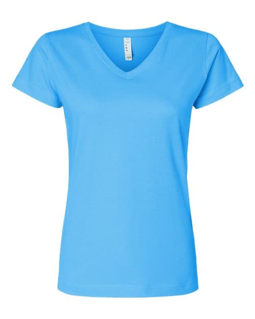 LAT Women's Fine Jersey V-Neck Tee in Aqua