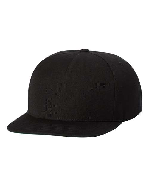 YP Classics Premium Five-Panel Snapback Cap in Black