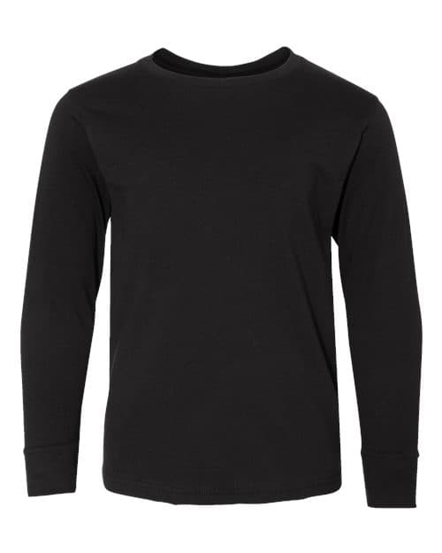 LAT Youth Fine Jersey Long Sleeve Tee in Black