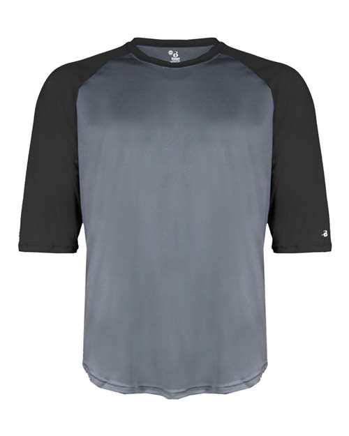 Badger Youth B-Core Three-Quarter Sleeve Baseball T-Shirt in Graphite/ Black