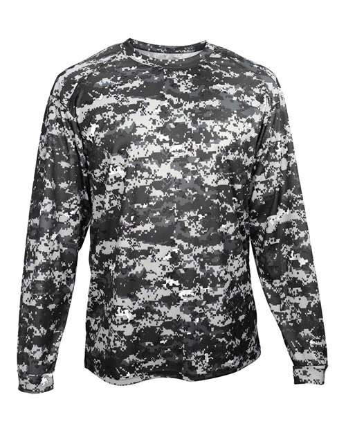 Badger Youth Digital Camo Long Sleeve T-Shirt in Black Digital