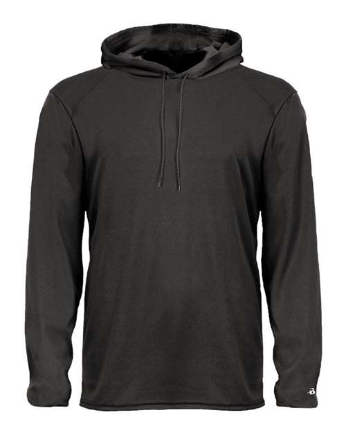 Badger Unisex B-Core Hooded Long Sleeve T-Shirt in Black