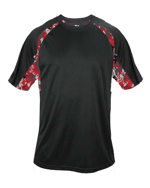 Badger Men's Hook Digital T-Shirt in Black/ Red