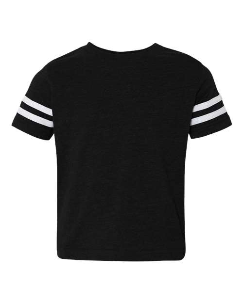 Rabbit Skins Toddler Football Fine Jersey Tee in Black Solid/ White