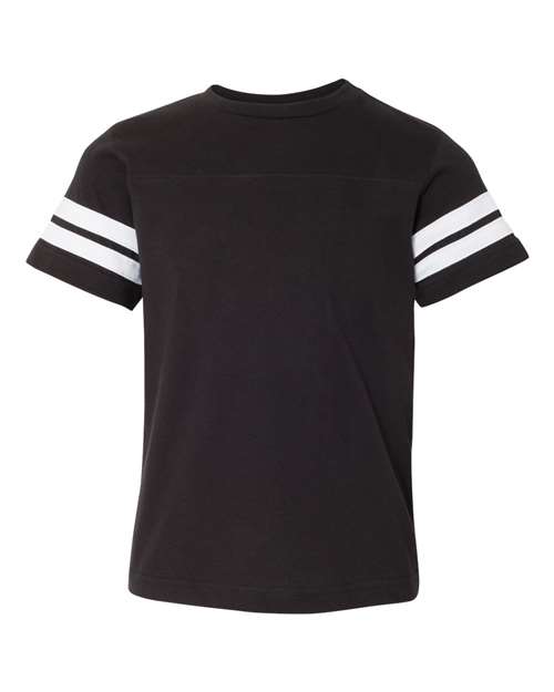 LAT Youth Football Fine Jersey Tee in Black Solid/ White