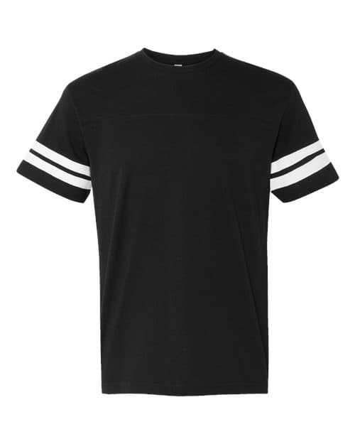 LAT Unisex Football Fine Jersey Tee in Black Solid/ White