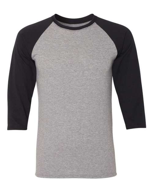JERZEES Unisex Triblend Three-Quarter Raglan Baseball T-Shirt in Oxford/ Black