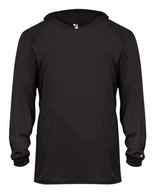 Badger Youth B-Core Hooded Long Sleeve T-Shirt in Black