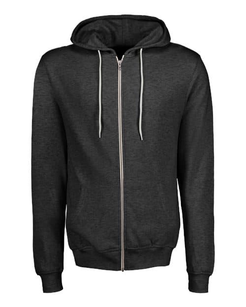 MV Sport Unisex Retro Heather Full-Zip Hooded Sweatshirt in Charcoal