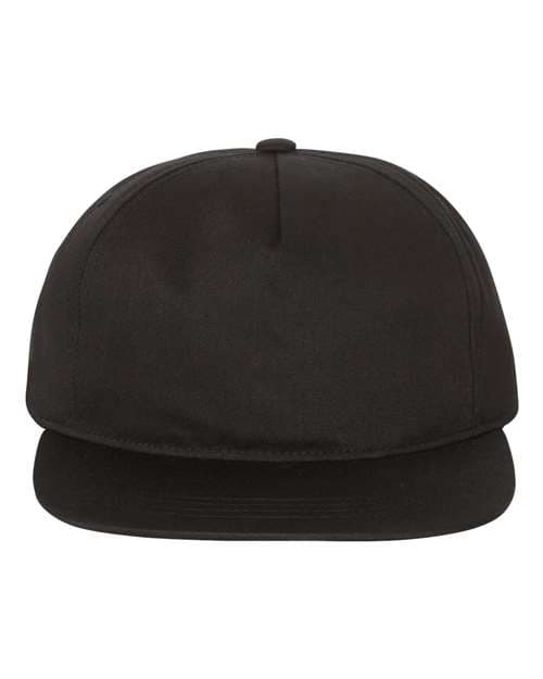YP Classics Lightly-Structured Five-Panel Snapback Cap in Black