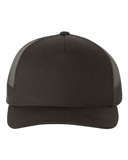 YP Classics Five-Panel Retro Trucker Cap in Black