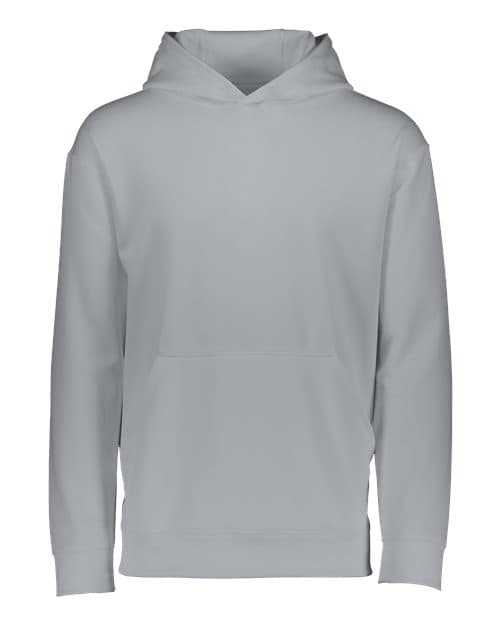 Augusta Sportswear Youth Wicking Fleece Hooded Sweatshirt in Athletic Grey