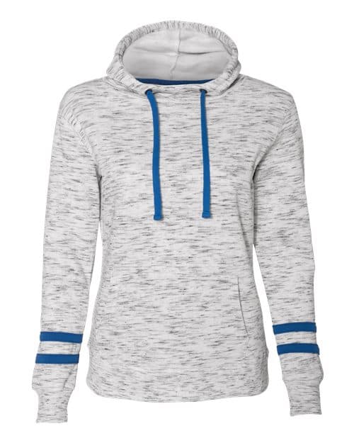 J. America Women’s Mélange Fleece Striped-Sleeve Hooded Sweatshirt