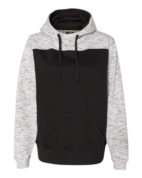 J. America Men's Mélange Fleece Colorblocked Hooded Sweatshirt