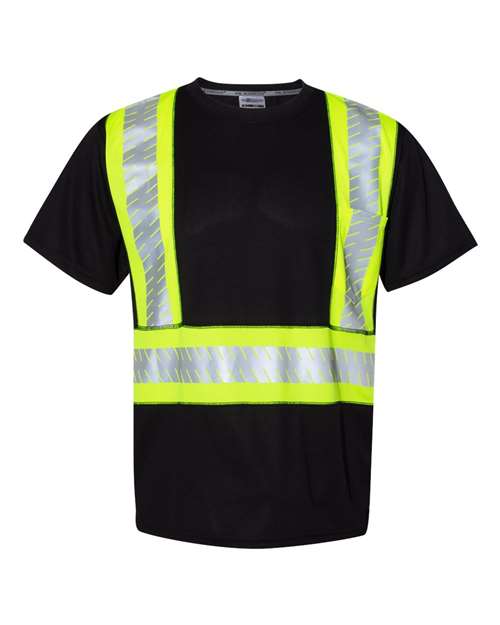 Kishigo Unisex EV Series® Enhanced Visibility Contrast Pocket T-Shirt in Black/ Lime - B200