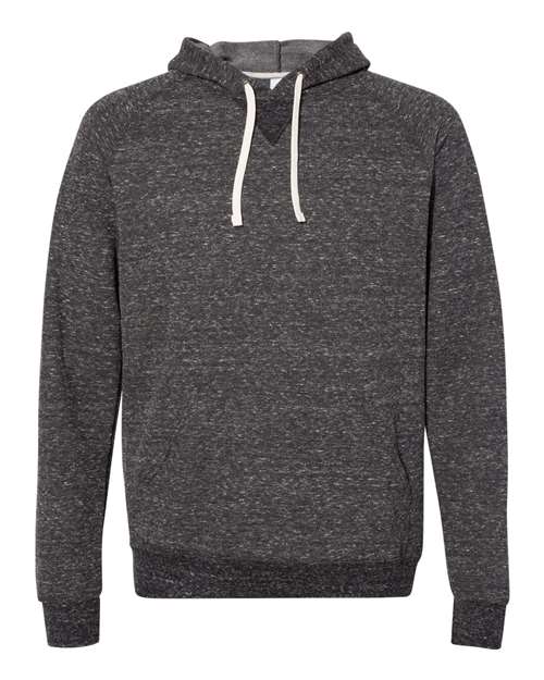 JERZEES Unisex Snow Heather French Terry Raglan Hooded Sweatshirt in Black Ink