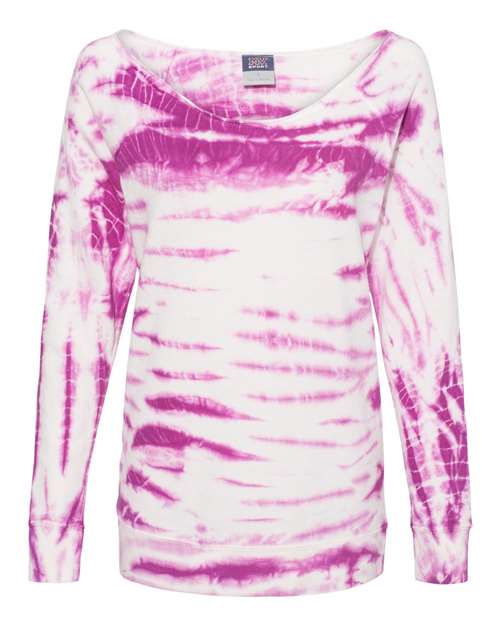 MV Sport Women's French Terry Off-the-Shoulder Tie-Dyed Sweatshirt