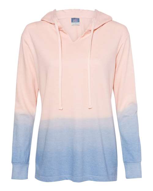 MV Sport Women's French Terry Ombré Hooded Sweatshirt in Cameo Pink/ Stonewash