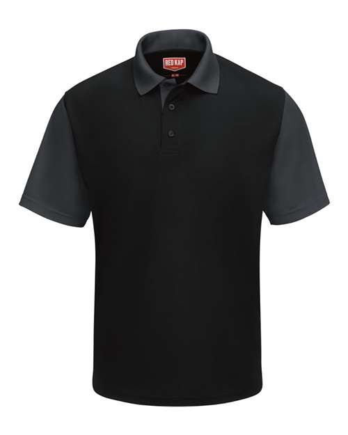 Red Kap Men's Performance Knit Color-Block Polo in Black/ Charcoal