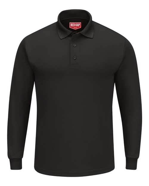 Red Kap Men's Long Sleeve Performance Knit Polo in Black