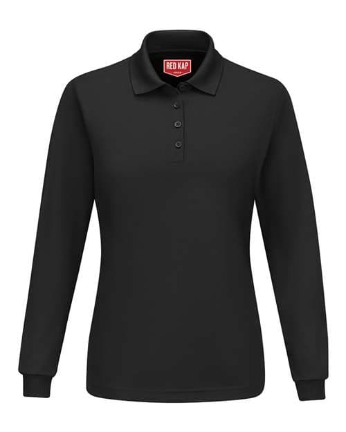 Red Kap Women's Long Sleeve Performance Knit Polo in Black