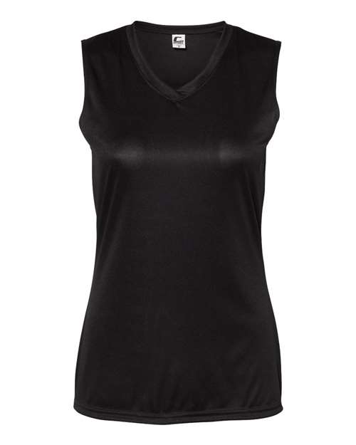 C2 Sport Women's Sleeveless V-Neck T-Shirt in Black