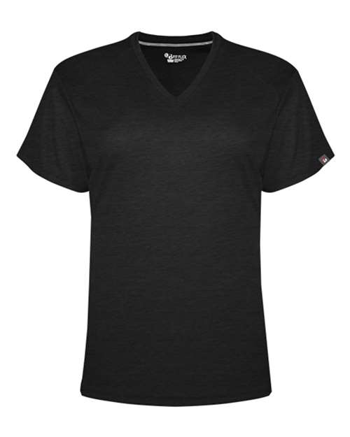 Badger Women's FitFlex Performance V-Neck T-Shirt in Black