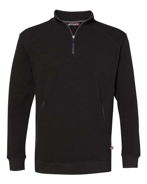Badger Men's FitFlex French Terry Quarter-Zip Pullover in Black