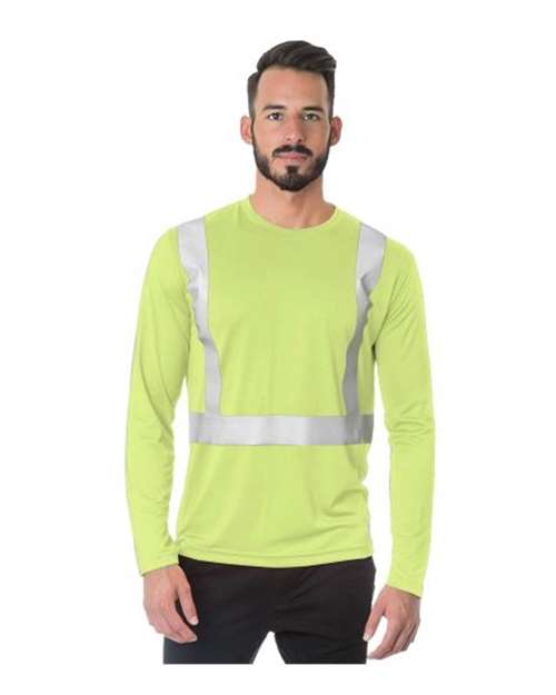 Bayside Men's USA-Made Hi-Visibility Long Sleeve Performance T-Shirt in Lime Green