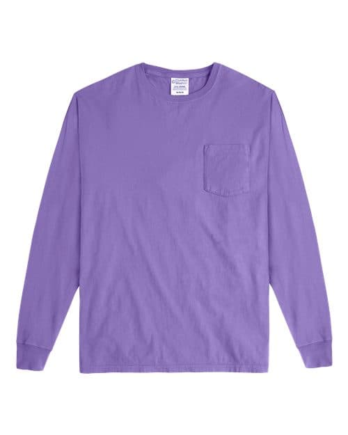 ComfortWash by Hanes Unisex Garment-Dyed Long Sleeve T-Shirt With a Pocket