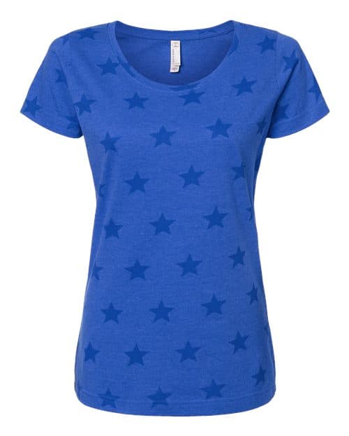 Code Five Women's Star Print Scoop Neck Tee