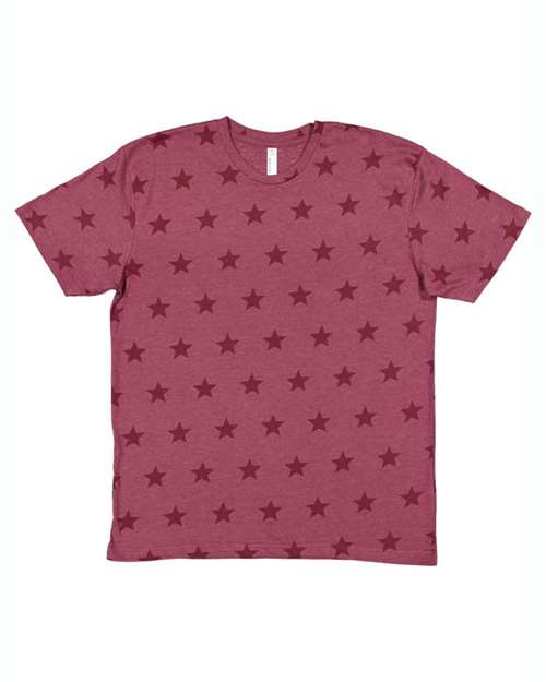 Code Five Unisex Star Print Tee in Burgundy Star