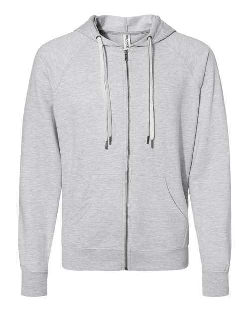Independent Trading Co. Unisex Icon Lightweight Loopback Terry Full-Zip Hooded Sweatshirt in Athletic Heather