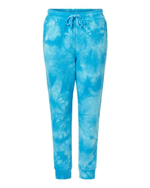 Independent Trading Co. Unisex Tie-Dyed Fleece Sweatpants in Tie Dye Aqua Blue