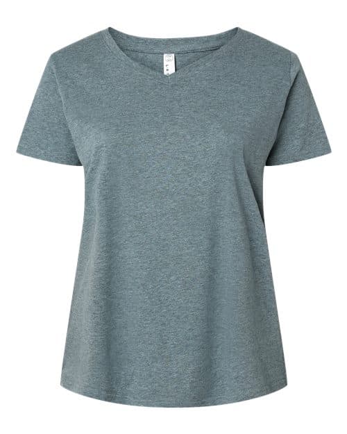 LAT Women's Curvy Collection Fine Jersey V-Neck Tee