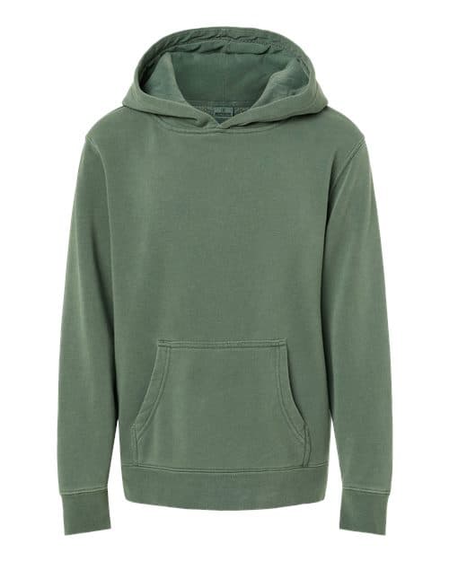 Independent Trading Co. Youth Midweight Pigment-Dyed Hooded Sweatshirt in Pigment Alpine Green
