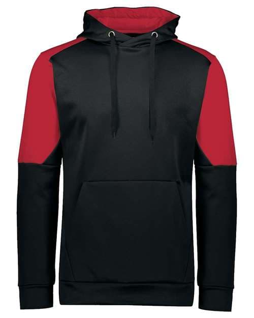 Holloway Unisex Blue Chip Hooded Sweatshirt in Black/ Scarlet