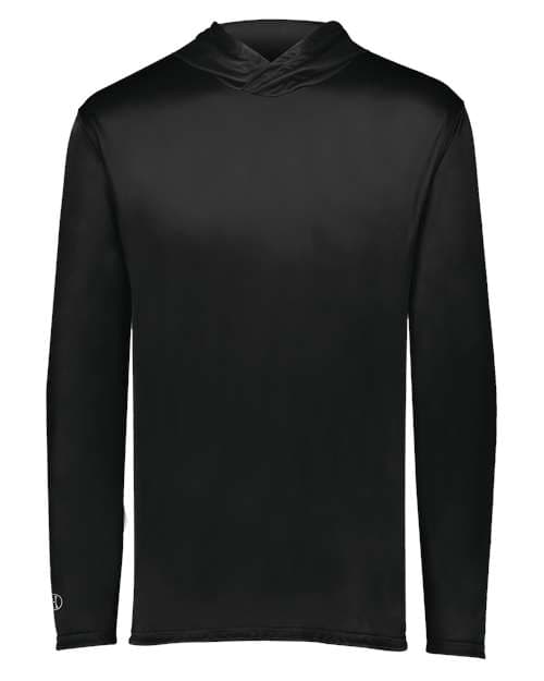 Holloway Youth Momentum Hooded Long Sleeve T-Shirt in Black