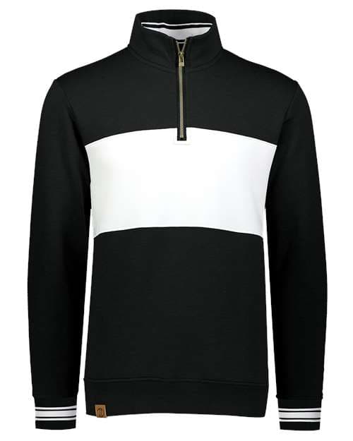 Holloway Men's All-American Fleece Colorblocked Quarter-Zip Sweatshirt in Black/ White
