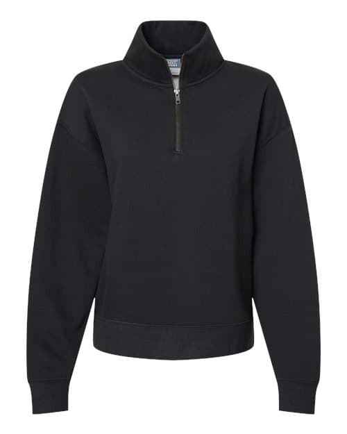MV Sport Women's Sueded Fleece Quarter-Zip Sweatshirt in Black