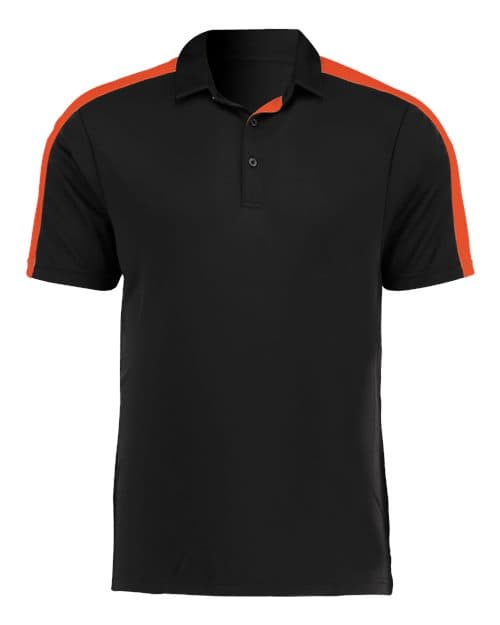 Augusta Sportswear Men's Two-Tone Vital Polo in Black/ Orange