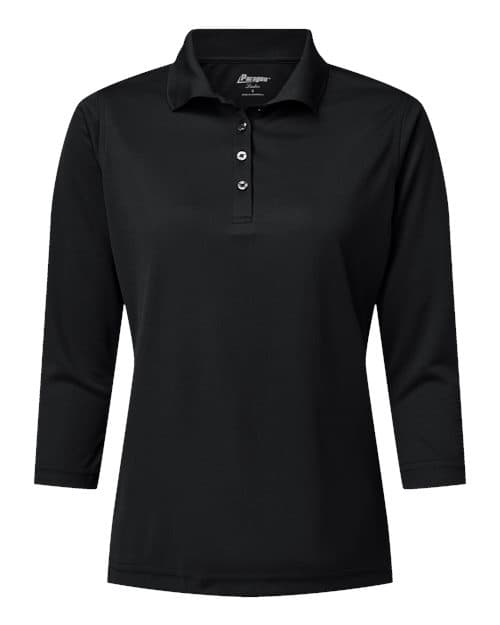 Paragon Women's Lady Palm Three-Quarter Sleeve Polo in Black