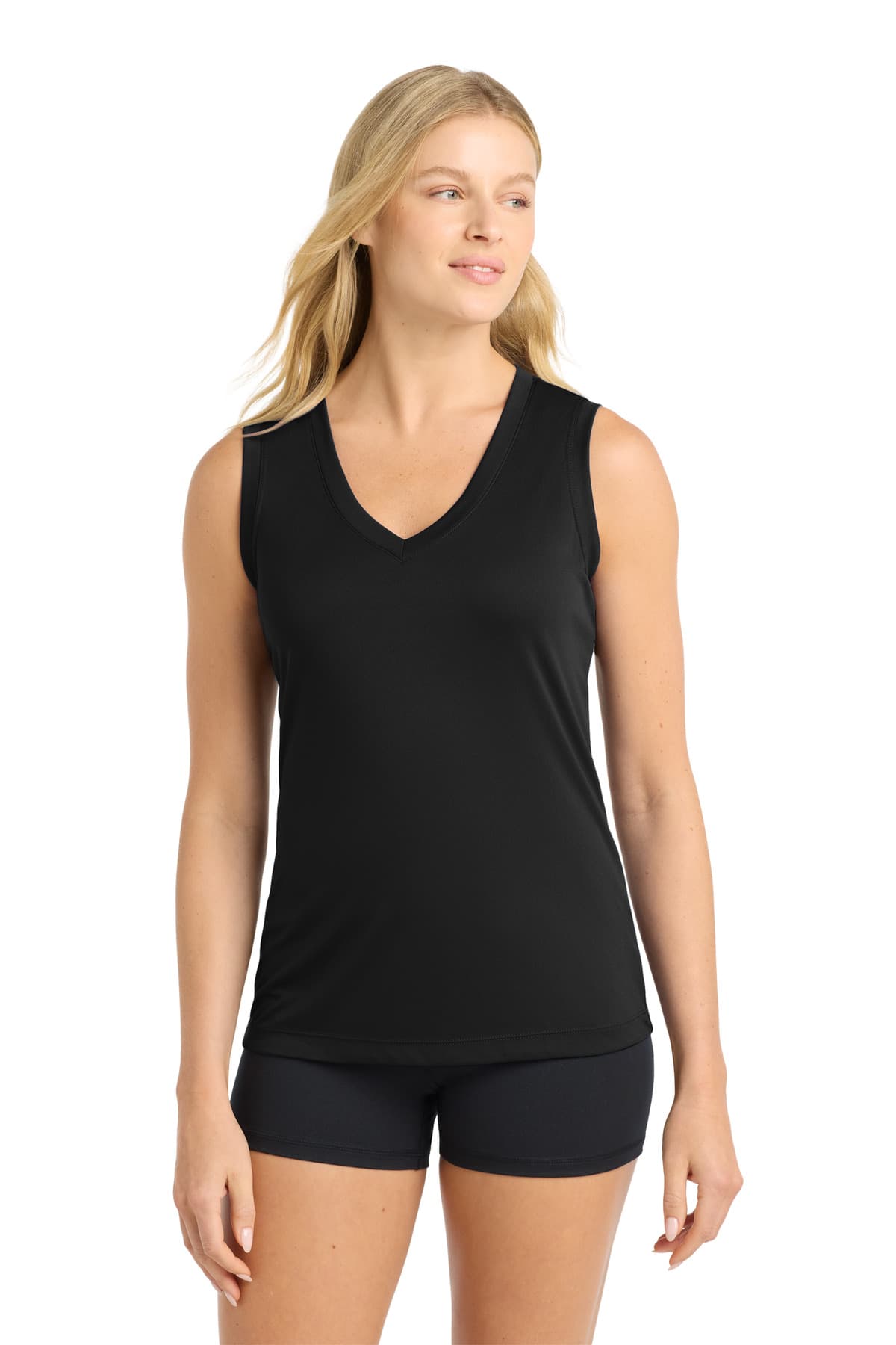 Sport-Tek Sport-Tek Women's Sleeveless PosiCharge Competitor V-Neck Tee. LST352 in Black