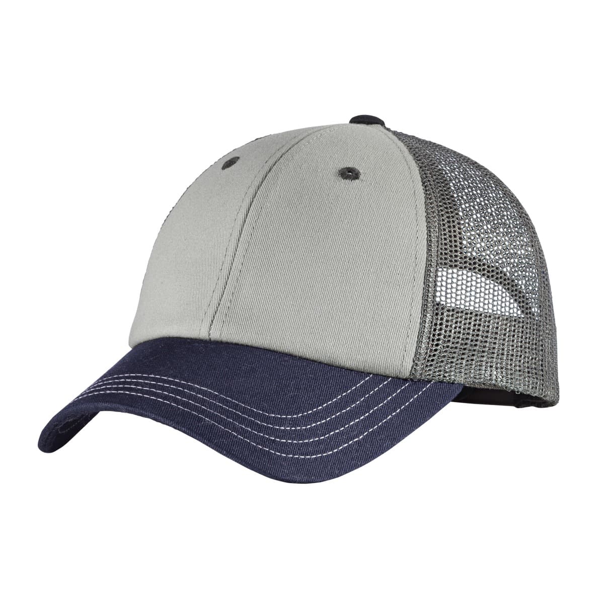 District District Tri-Tone Mesh Back Cap DT616 in Chrome/ New Navy/ Charcoal