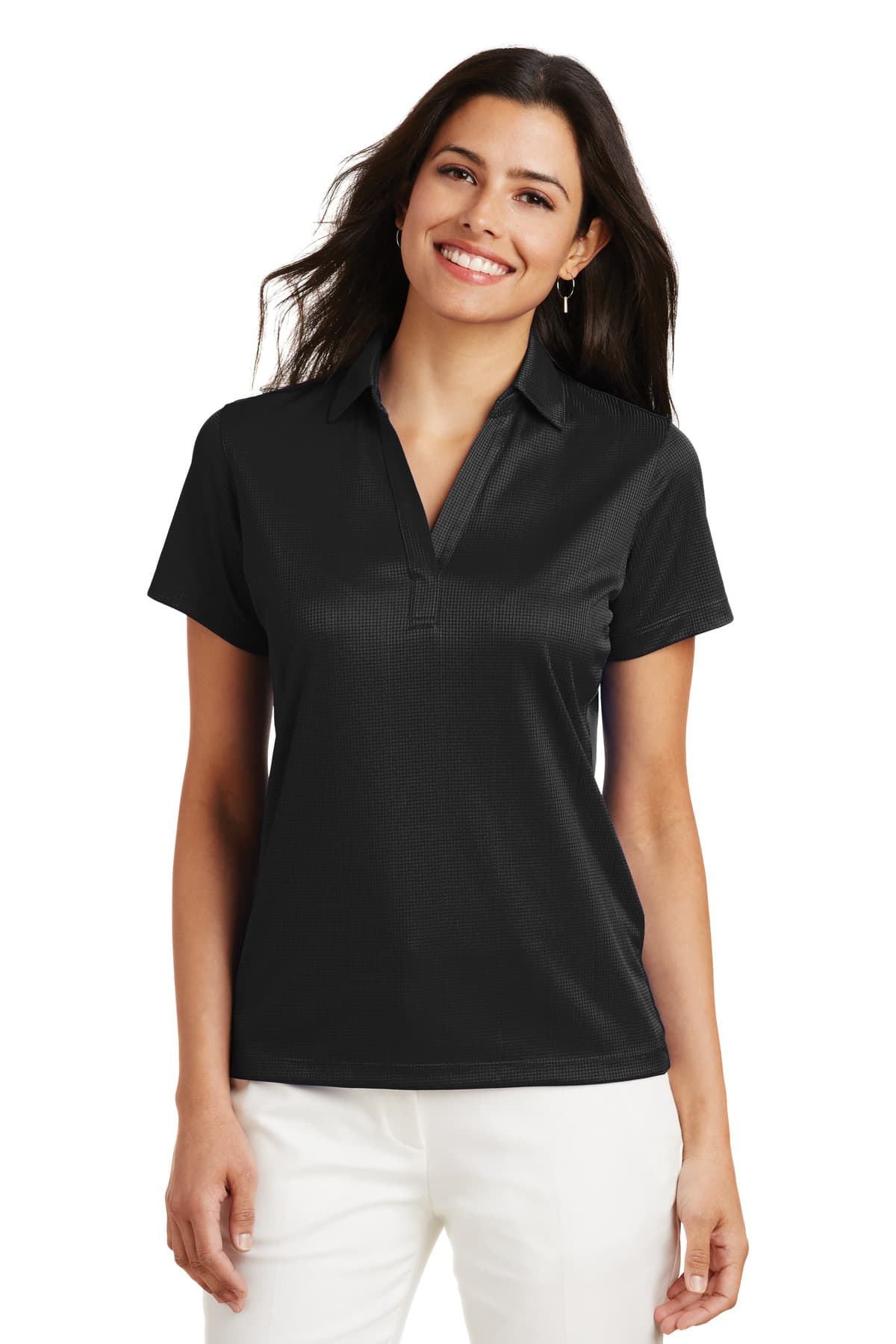 Port Authority Port Authority Women's Performance Fine Jacquard Polo. L528 in Black