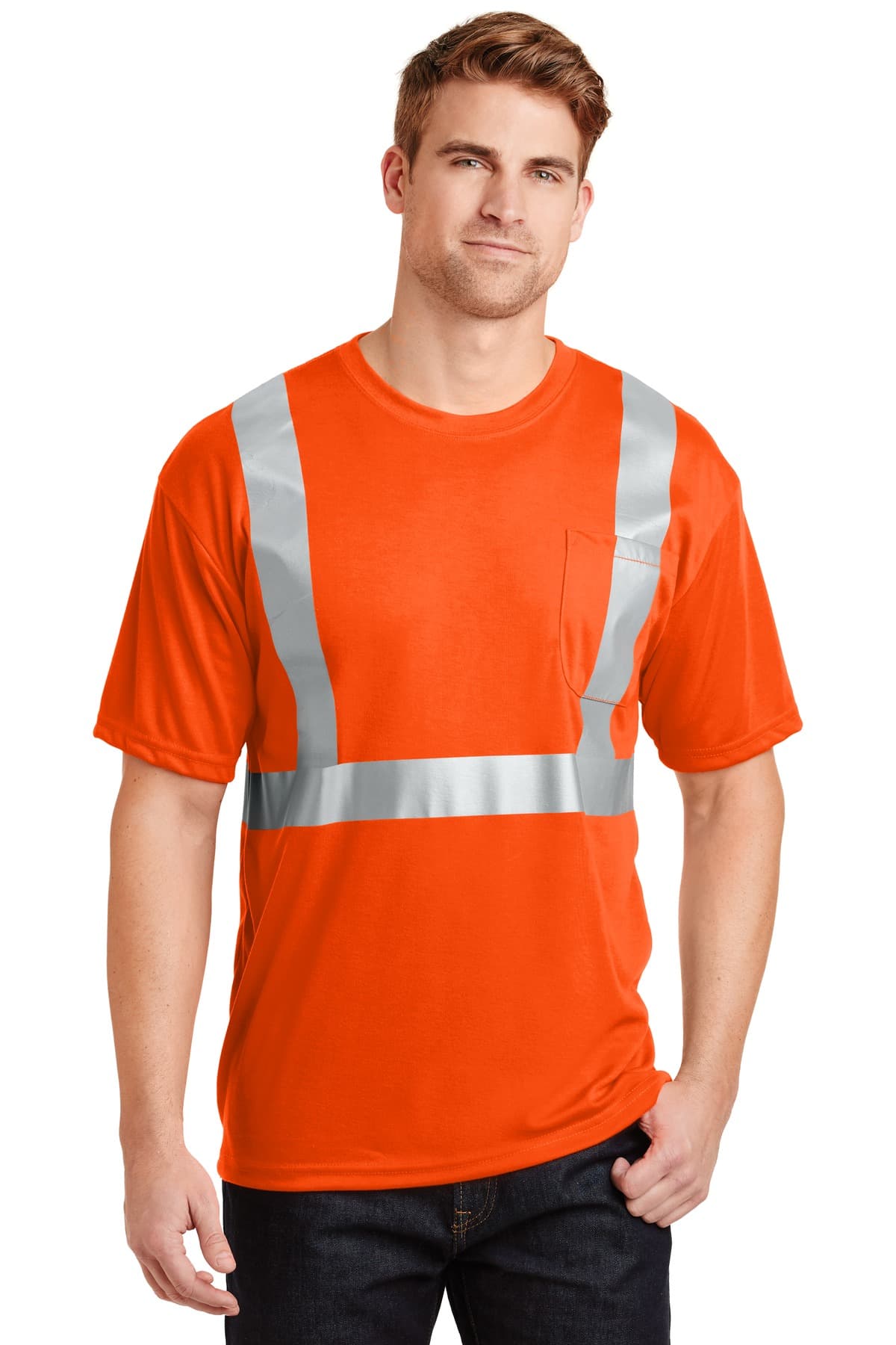 CornerStone CornerStone - ANSI 107 Class 2 Safety T-Shirt. CS401 in Safety Orange/ Reflective