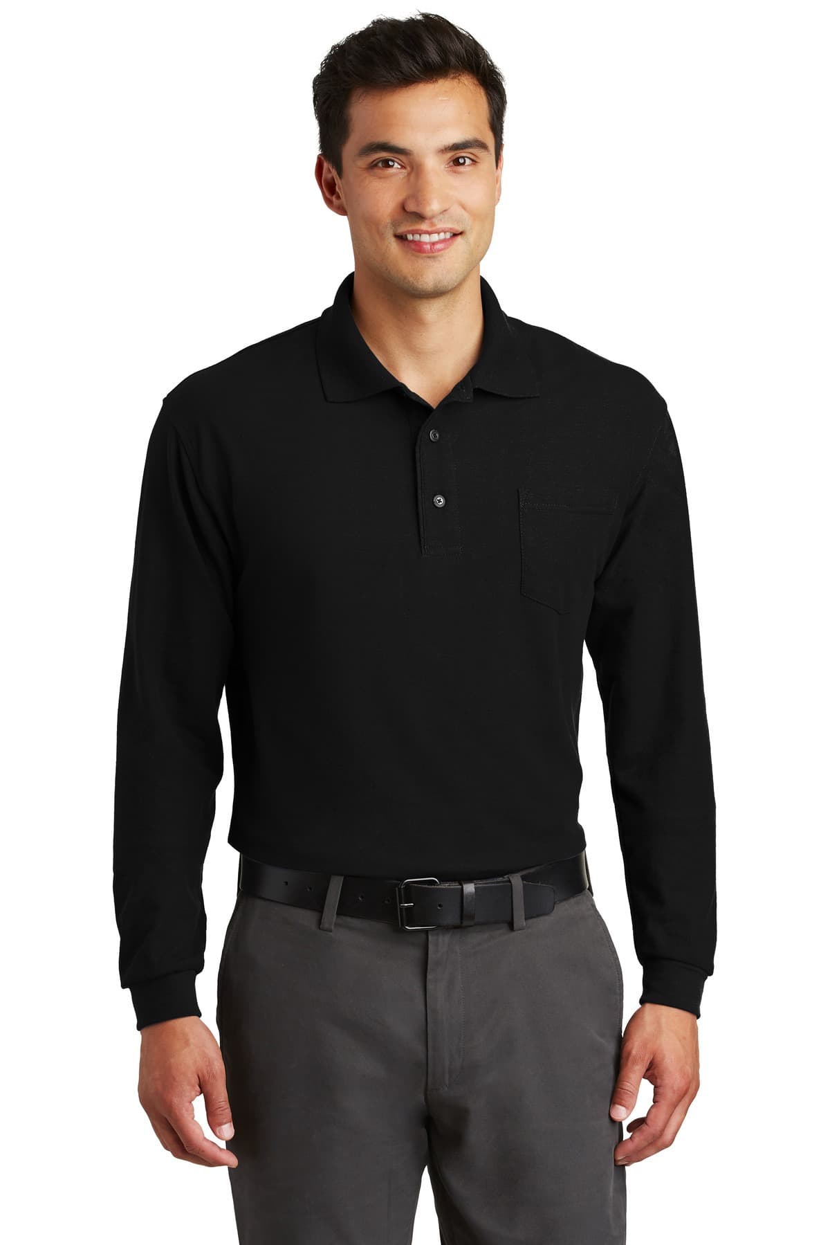 Port Authority Port Authority Long Sleeve Silk Touch Polo with Pocket. K500LSP