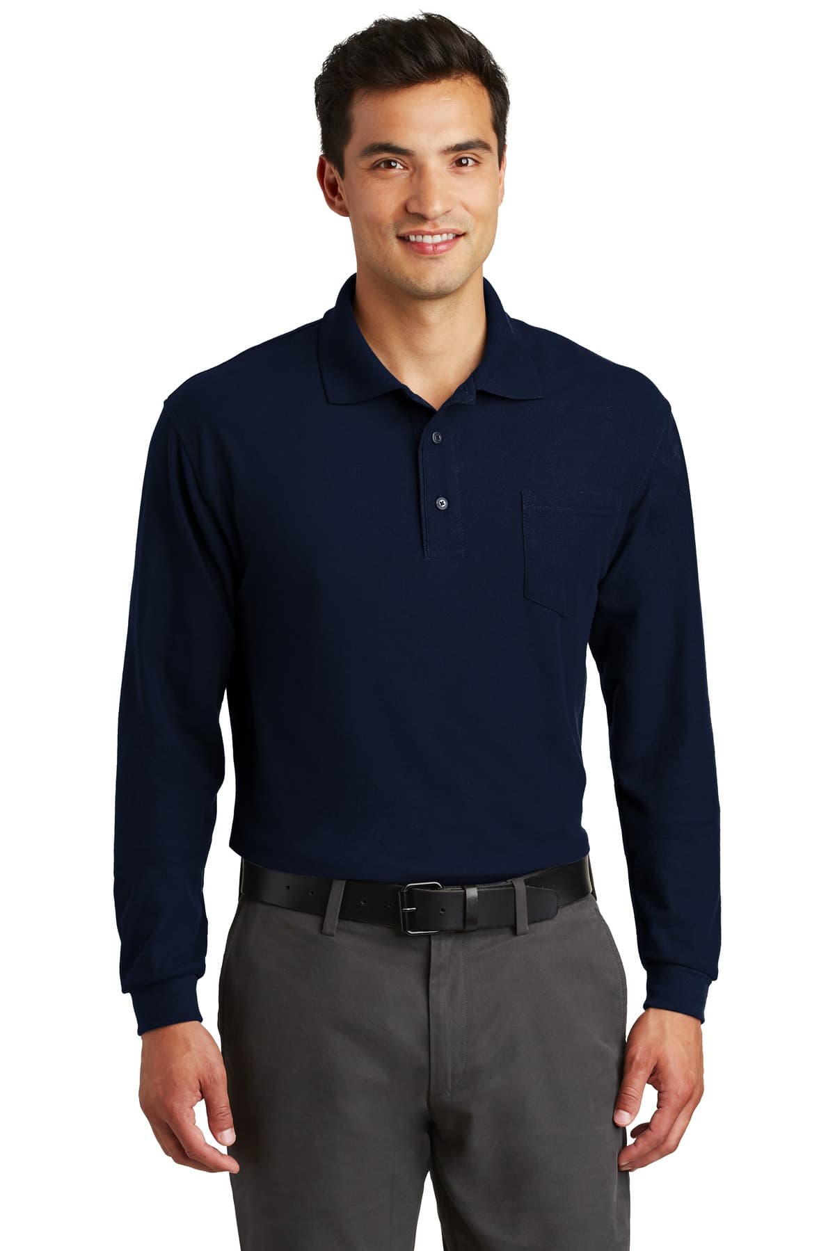 Port Authority Port Authority Long Sleeve Silk Touch Polo with Pocket. K500LSP